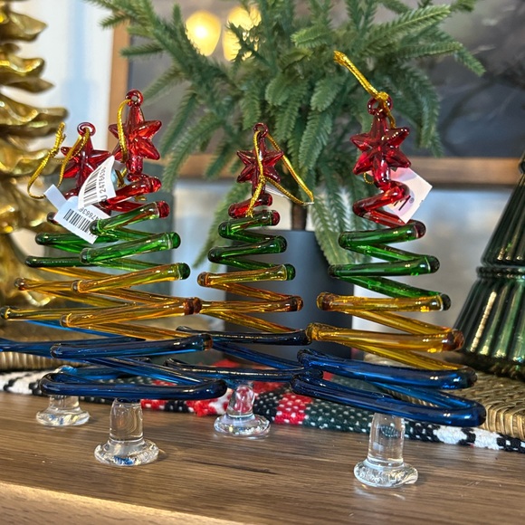 💎RARE💎🆕Vintage Pier 1 Multicolor Hand Spun Glass Tree Ornaments, Bundle Of 4 - Picture 5 of 13
